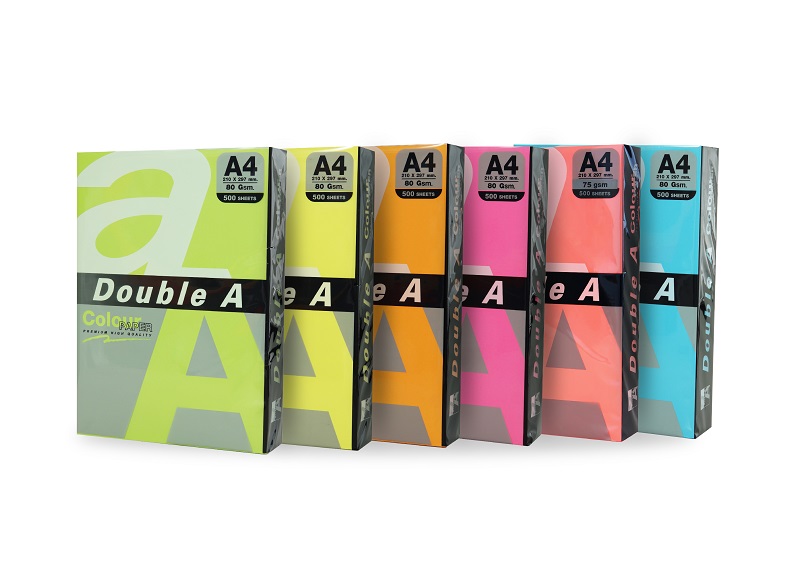 Hartie color pentru copiator A4, 80gsm, 100coli/top, Double A - 5 culori intense asortate