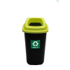 Cos plastic reciclare selectiva, capacitate 28l, PLAFOR Sort - negru cu capac verde - sticla