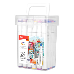 Alternative view of SET 24 MARKERE SKETCHING VARF DUBLU 1MM/7MM CUT PLASTIC DELI