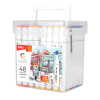 SET 48 MARKERE SKETCHING VARF DUBLU 1MM/7MM CUT PLASTIC DELI - imagine 2