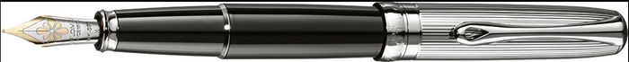 Stilou Diplomat Excellence A, cu penita M, aurita 14kt.- Guilloche Chrome black