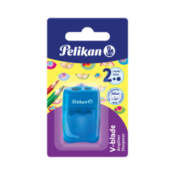 ASCUTITOARE DUBLA PLASTIC CU CONTAINER V-BLADE DIVERSE CULORI BLISTER