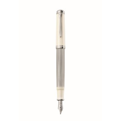 STILOU SOUVERAN M405 F PENITA AUR 16K+ACCESORII PLACATE ARGINT SILVER-WHITE