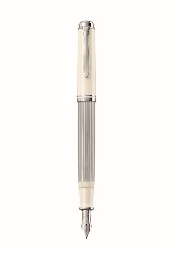 STILOU SOUVERAN M405 F PENITA AUR 16K+ACCESORII PLACATE ARGINT SILVER-WHITE