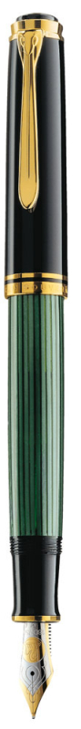 STILOU SOUVERAN M800 EF PENITA AUR 18K+ACCESORII PLACATE AUR NEGRU/VERDE