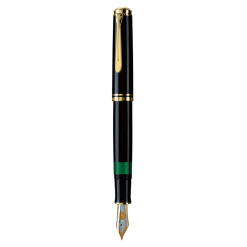 STILOU SOUVERAN M1000 EF PENITA AUR 18K+ACCESORII PLACATE AUR NEGRU