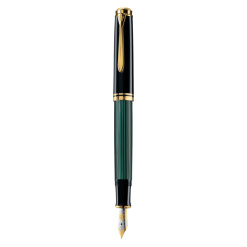 STILOU SOUVERAN M600 EF PENITA AUR 14K+ACCESORII PLACATE AUR NEGRU/VERDE