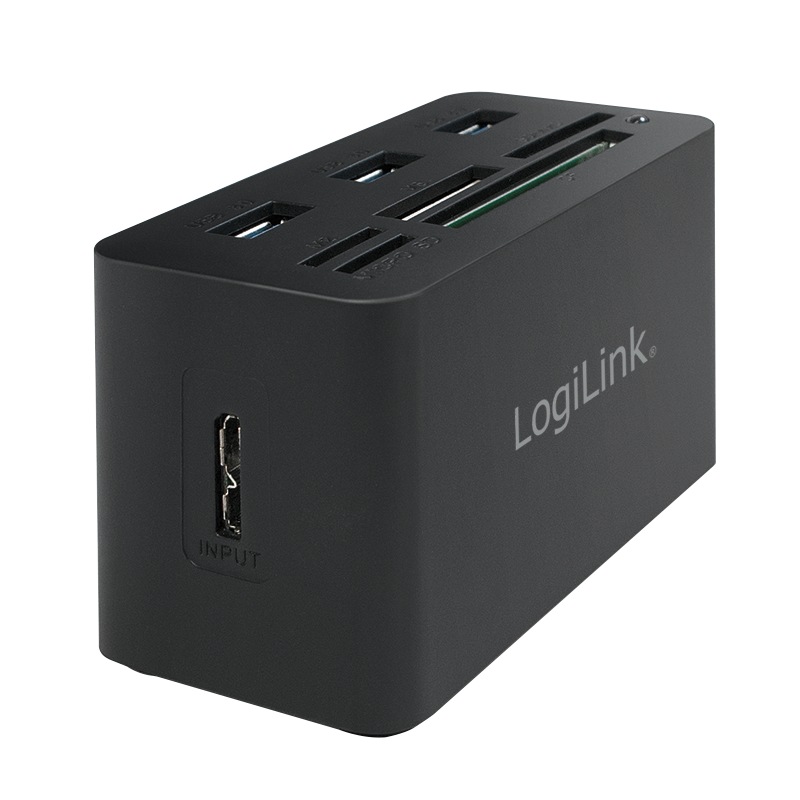 HUB extern LOGILINK, porturi USB: USB 3.0 x 3, conectare prin USB 3.0, alte porturi: SD, MicroSD, M2, MS Duo/Pro, CF, negru, "CR0042" (timbru verde 0.8 lei) - imagine 2