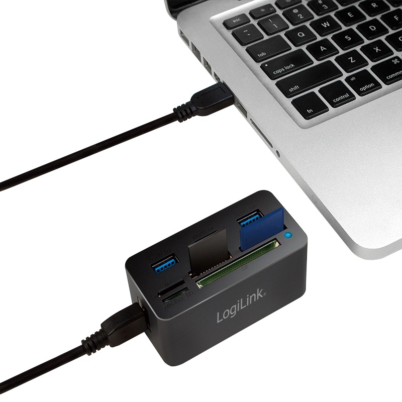 HUB extern LOGILINK, porturi USB: USB 3.0 x 3, conectare prin USB 3.0, alte porturi: SD, MicroSD, M2, MS Duo/Pro, CF, negru, "CR0042" (timbru verde 0.8 lei) - imagine 5
