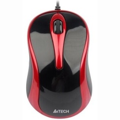 MOUSE A4tech, "N 350", PC sau NB, cu fir, USB, optic, 1000 dpi, butoane/scroll 3/1, , negru / rosu, "N-350-2" (timbru verde 0.18 lei)