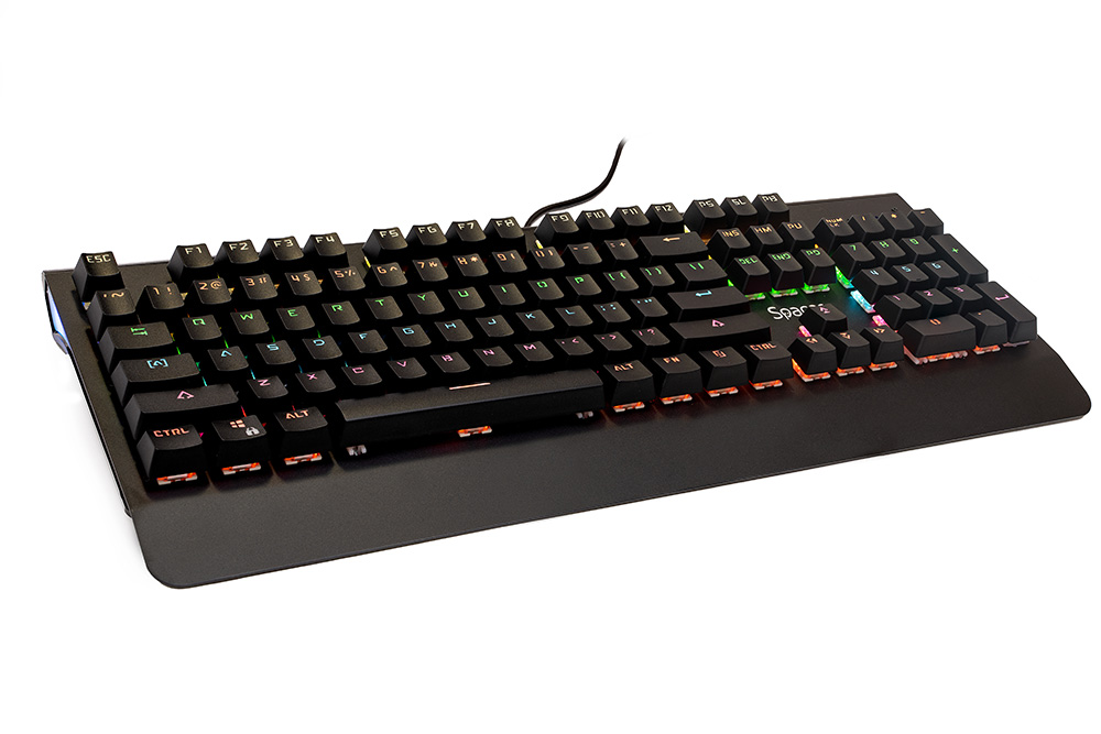 TASTATURA MECANICA SPACER USB, switch-uri mecanice albastre,iluminare RGB, 50 mil. apasari, 104 taste, anti-ghosting 26 taste, anti-spill, palm rest metalic, black "SPKB-MK-01" (timbru verde 0.8 lei) - imagine 4