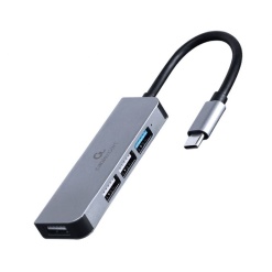 HUB extern GEMBIRD, porturi USB: USB 3.1 x 1, USB 2.0 x 3, conectare prin USB Type-C, argintiu, "UHB-CM-U3P1U2P3-01"  (timbru verde 0.8 lei)