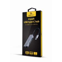 Alternative view of HUB extern GEMBIRD, porturi USB: USB 3.1 x 1, USB 2.0 x 3, conectare prin USB Type-C, argintiu, "UHB-CM-U3P1U2P3-01"  (timbru verde 0.8 lei)