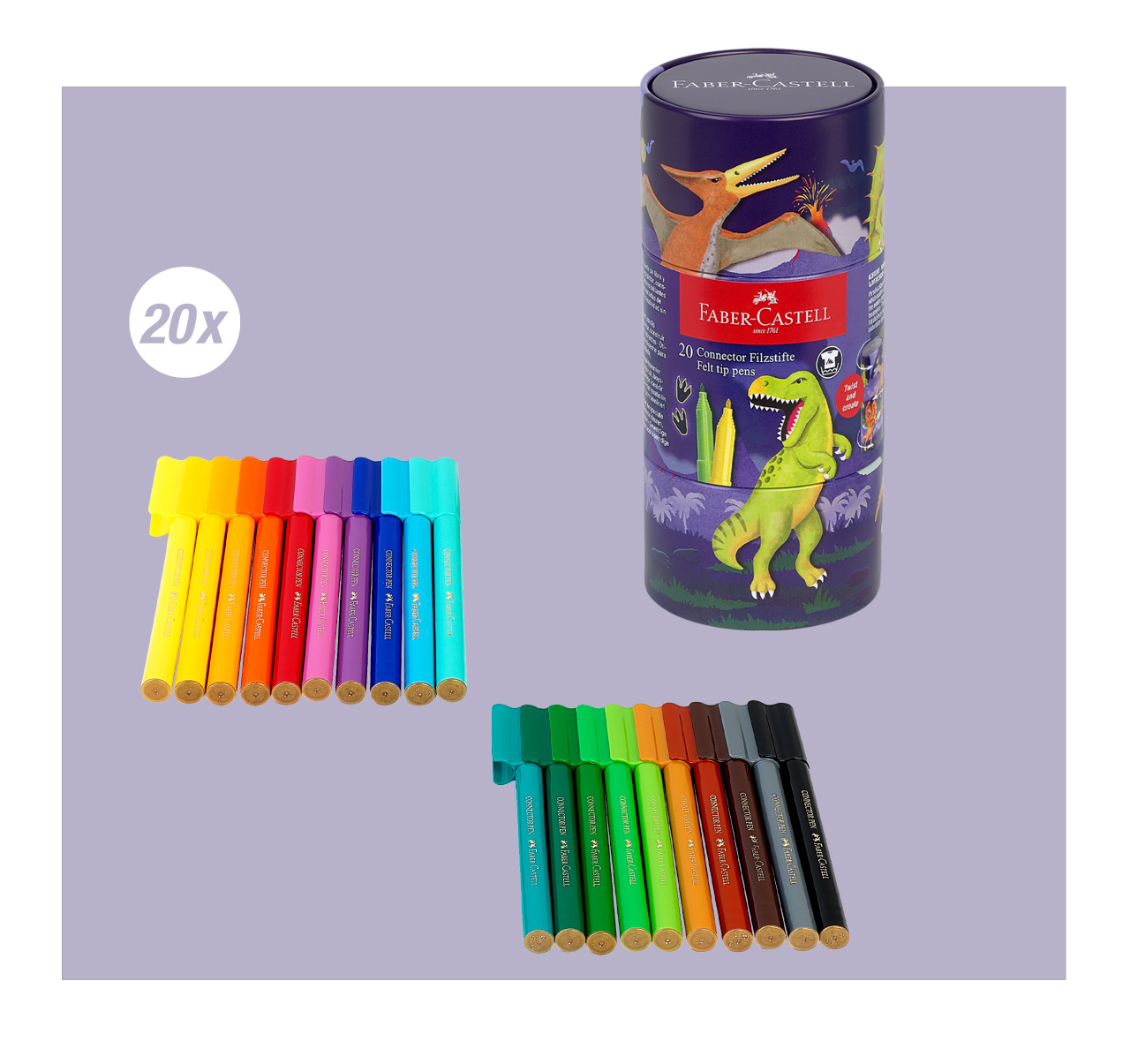 CARIOCA 20 CULORI DINOZAURI CONNECTOR FABER-CASTELL - imagine 4