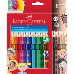 CREIOANE COLORATE 18+6 CULORI + TONURILE PIELII GRIP 2001 FABER-CASTELL