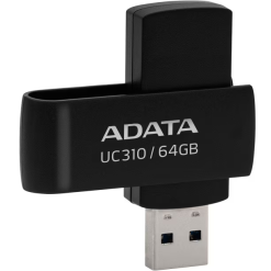Alternative view of MEMORIE USB 3.2 ADATA 64 GB, protectie slide laterala, carcasa plastic, negru, "UC310-64G-RBK" (timbru verde 0.03 lei)