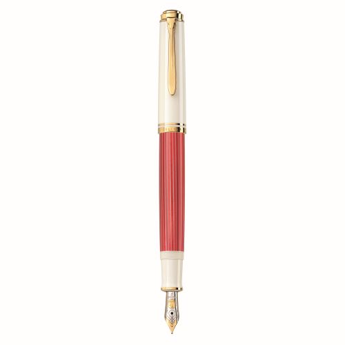 STILOU SOUVERAN M600 F ED SP RED/WHITE PENITA AUR 14K+ACCESORII PLACATE AUR ROSU/ALB CUTIE CADOU