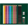 SET CADOU 17 CREIOANE COLORATE POLYCHROMOS + 4 CREIOANE GRAFIT MATT + ACCESORII FABER-CASTELL - imagine 2