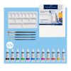 SET ACRILIC CREATIV 18 PIESE (12 CULORI ACRILICE x 9ML + CANVAS+ PALETA+ 4 PENSULE) FABER-CASTELL - imagine 3