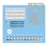 SET CREATIV TEMPERA 18 PIESE (TEMPERA ACUARELE 12 CULORI X 5 ML + 4 PENSULE+ SABLON PLASTIC) FABER-CASTELL - imagine 3
