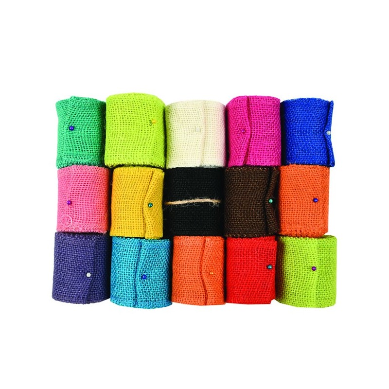 Accesorii creatie - panza iuta, diverse culori, 5cm x 2m, set 15 buc, Colorarte