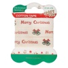 Banda decorativa - Merry Christmas, 1.5cm x 2m, bumbac, alb, Craft with Fun, Cotton Tape