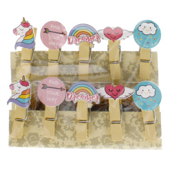 Accesorii creatie - lemn - carlig color emoticoane, set 10 buc, Craft With Fun, 439345