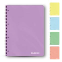 Caiet cu spirala metalica A4 Colorarte, 120 file, dictando, coperta plastic 350microni, 70g/mp, separatoare cu index