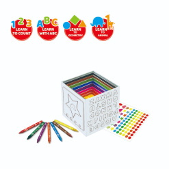 Alternative view of Cutii de colorat Keyroad Baby line KR972353, 10 cutii, 8 creioane cerate, abtibil