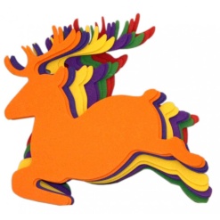 Forme decorative - hartie gumata - ren, 14x15cm, 1mm, diverse culori, set 12 buc, Colorarte