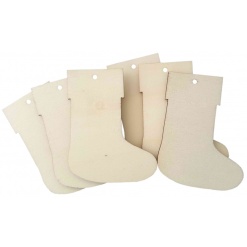 Accesorii creatie - lemn decupat - ciorap Craciun, set 6 buc, Colorarte, FS-MF