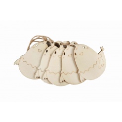 Accesorii creatie - lemn pirogravura + sfoara - puisor, 7x7cm, set 5 buc, Colorarte