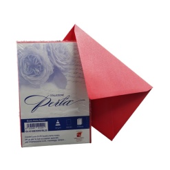 Plic color pentru invitatie Colorarte Perla, rosu perlat, 120g/mp, 120x180mm, set 25 buc