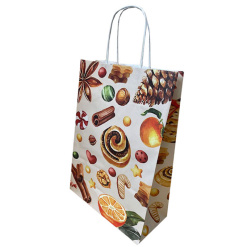 PUNGA HARTIE MANER RASUCIT 26 x 12 x 35 CM ALB PRAJITURI CRACIUN PAPIROTI