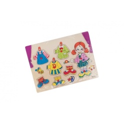 Puzzle lemn educativ - Imbraca fetita, 8 piese, 3+ ani, Colorarte, ZKB021