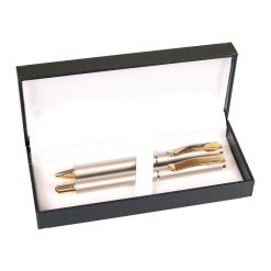Set cadou stilou + pix Cresco Exclusive S 830146 ES-01, corp metalic argintiu clips auriu