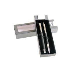 Set cadou stilou + pix Cresco Winner 880014/880020 W-02, corp metalic negru mat clips argintiu