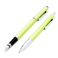 Set cadou stilou + pix Cresco Winner 880059, corp metalic verde pastel clips argintiu