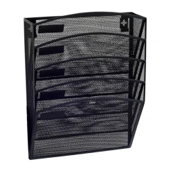 Suport documente Grand GR-080, 43.5x30.8x7.8cm, vertical, de perete, 5 compartimente, plasa metalica, negru