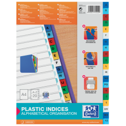 INDEX PLASTIC ALFABETIC OXFORD A4 A-Z 20F/SET ALB MARGINE COLOR