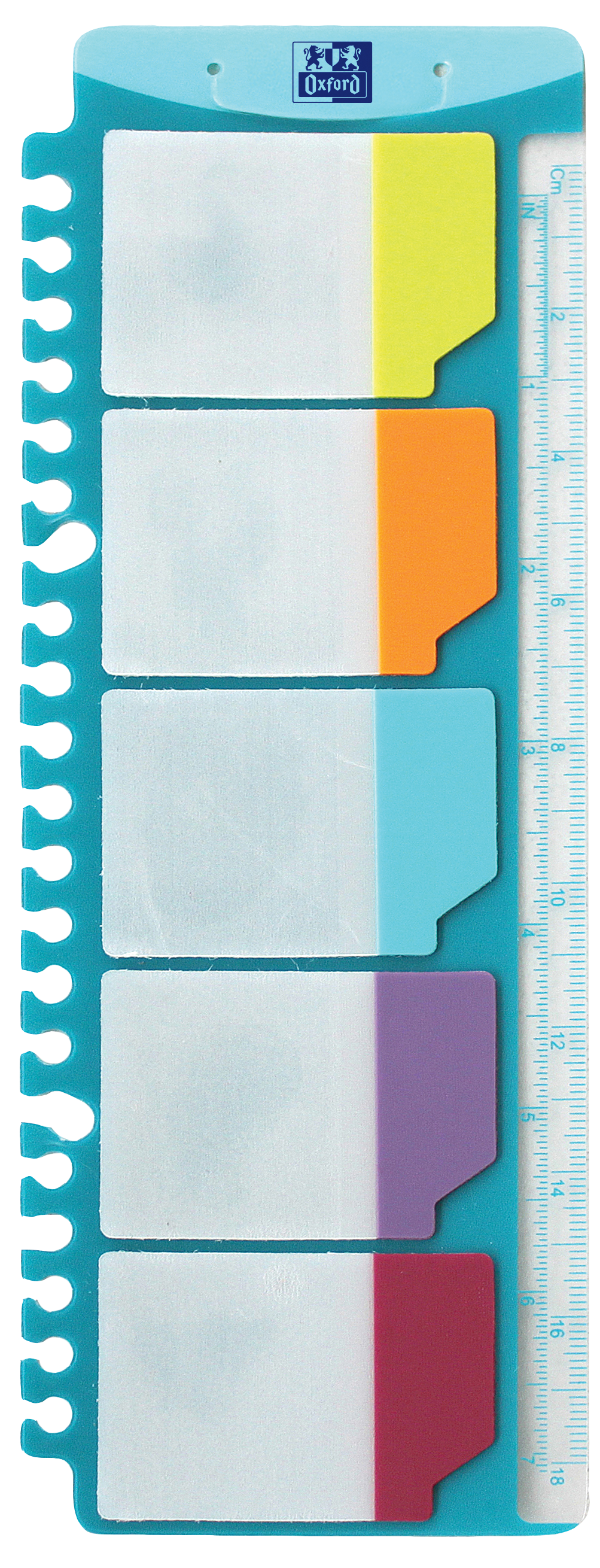 INDEX PLASTIC ADEZIV OXFORD 25X9CM TRANSLUCID 18CM 5X5 CULORI SET 25