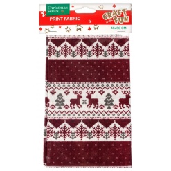 Accesorii craft - Craciun, 45x50cm, textil, grena, Craft with Fun, Print Fabric, 412795
