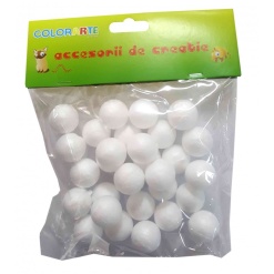 Accesorii creatie - polistiren - sfera mica, alb, 2cm, set 50-70 buc, Colorarte