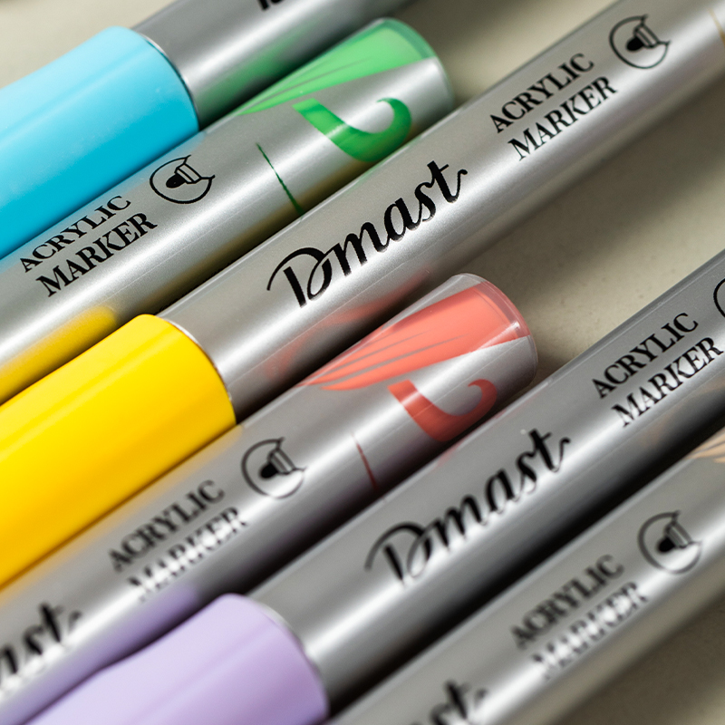 MARKERE ACRILICE 2MM CULORI METALIZATE PASTEL SET 6 BUCATI DMAST BY PEBEO - imagine 5