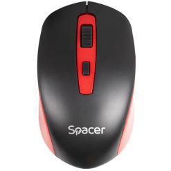 Alternative view of MOUSE Spacer, PC sau NB, wireless, 2.4GHz, optic, 1600 dpi, butoane/scroll 4/1, negru cu rosu, baterii incluse 2x AAA, ambalaj blister, "SPMO-WS01-BKRD" (timbru verde 0.18 lei)
