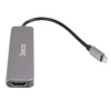 DOCKING Station Spacer universal 6 in 1, conectare Type-C, USB 3.0 x 2 |PD 3.0 x 1 (87W), porturi video HDTV x 1, 4K (30Hz),SD card x 1, TF (MicroSD card) x 1, gri, Aluminiu, "SPDS-TypeC-HUPS-6in1" (timbru verde 0.18 lei) - imagine 2