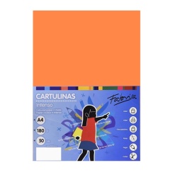 Carton colorat A4 Fabrisa 15461, 180g/mp, portocaliu intens, top 50 coli