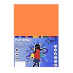 Carton colorat A4 Fabrisa 15486, 180g/mp, portocaliu intens, top 100 coli