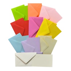 Plic + card Colorarte Fantasia, 5 culori intense si 5 culori pastel, 60x80mm, set 100 buc