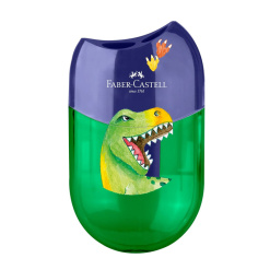 ASCUTITOARE PLASTIC DUBLA CU CONTAINER DINOZAURI FABER-CASTELL